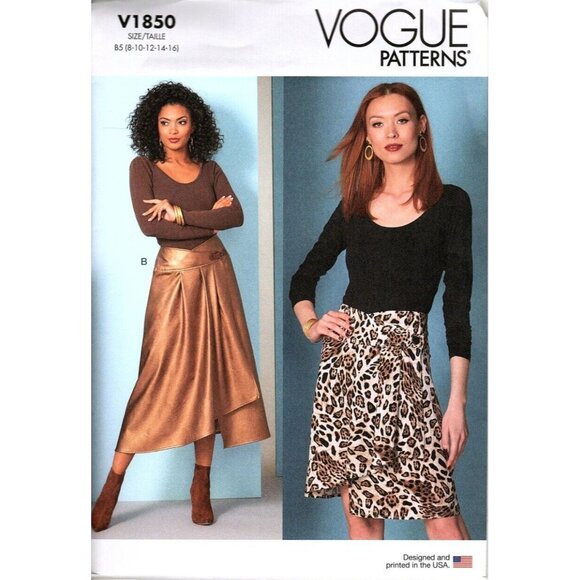 Vogue V1850 Misses 8 to 16 Asymmetrical Wrap Skirt Uncut Sewing Pattern - Picture 1 of 2